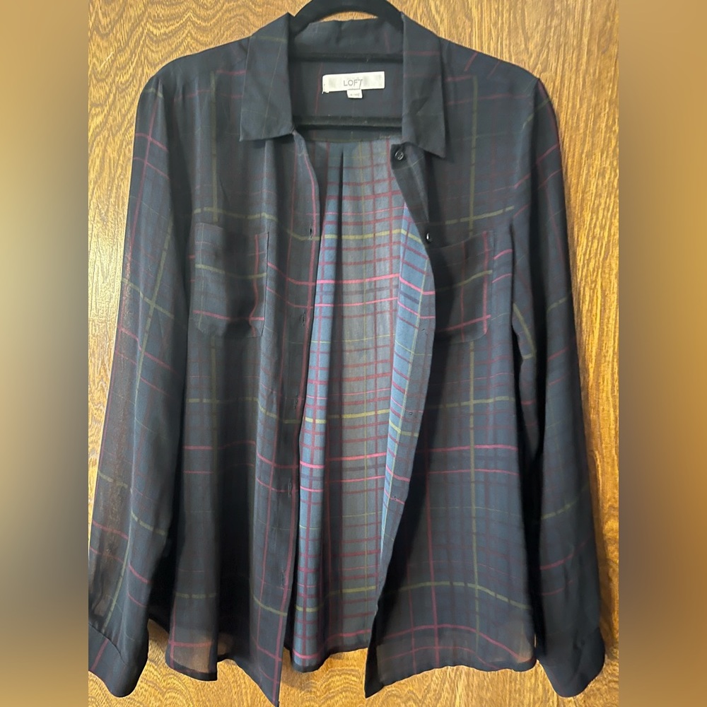 Sheer plaid button down